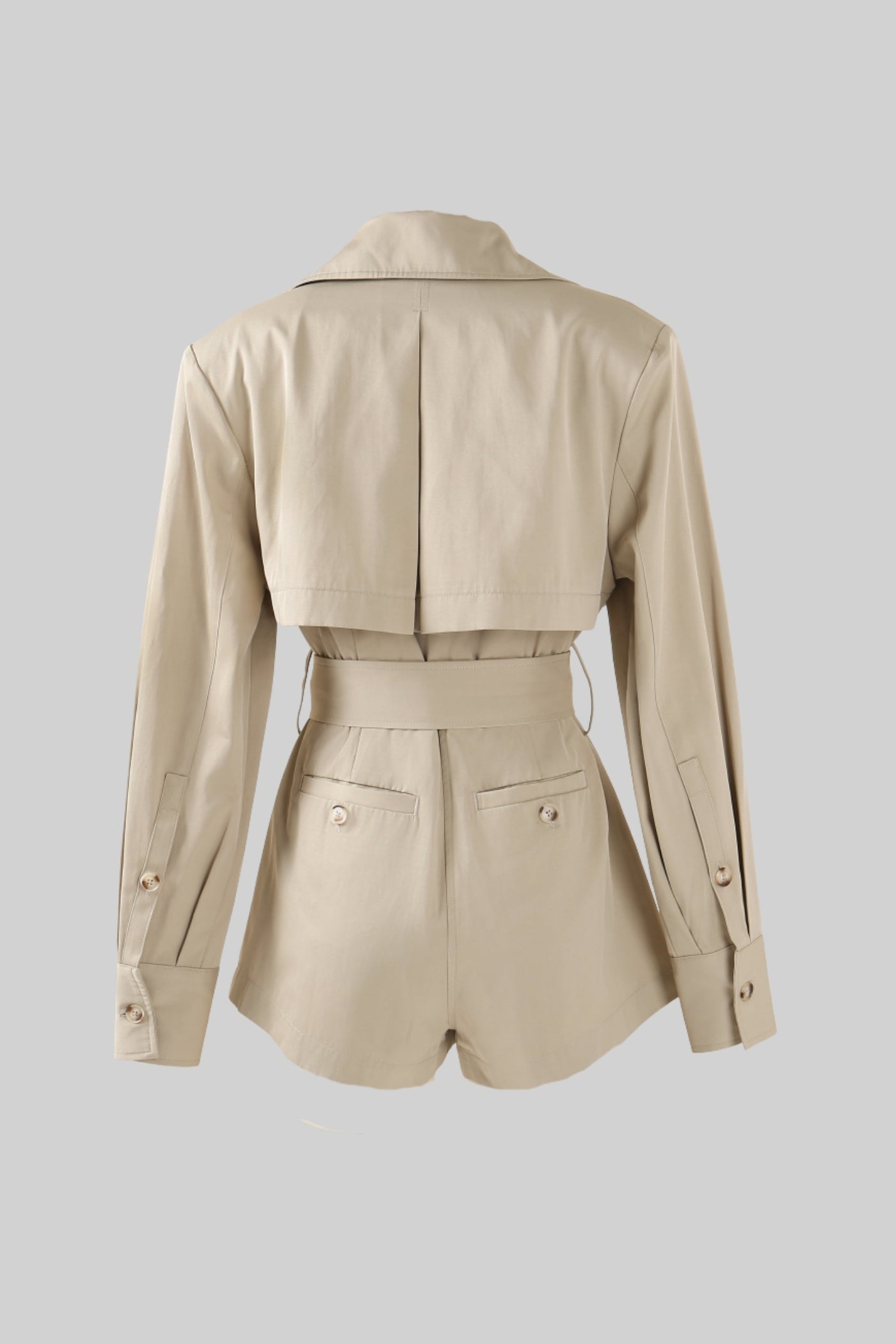Belted Trench Jumpsuit - Kemerli Trençkot Tulum – Bej
