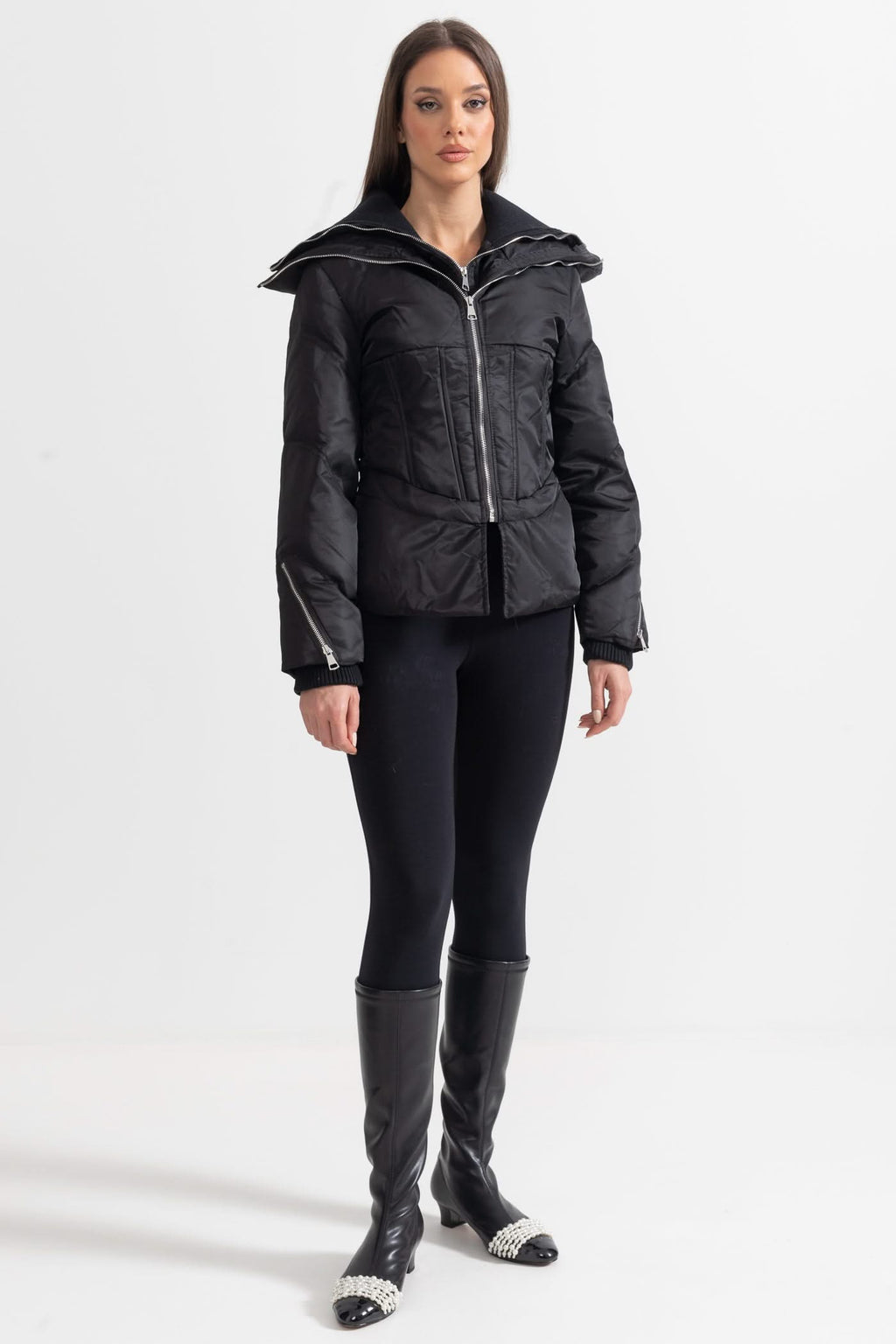 Çift Yakalı Modern Ceket – Siyah