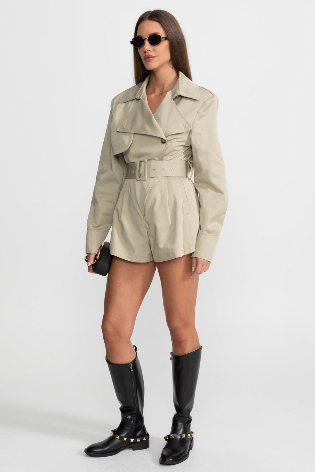 Belted Trench Jumpsuit - Kemerli Trençkot Tulum – Bej
